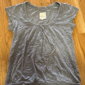 Heritage 1981 Grey Scoop Neck Short Sleeve Top with Tie